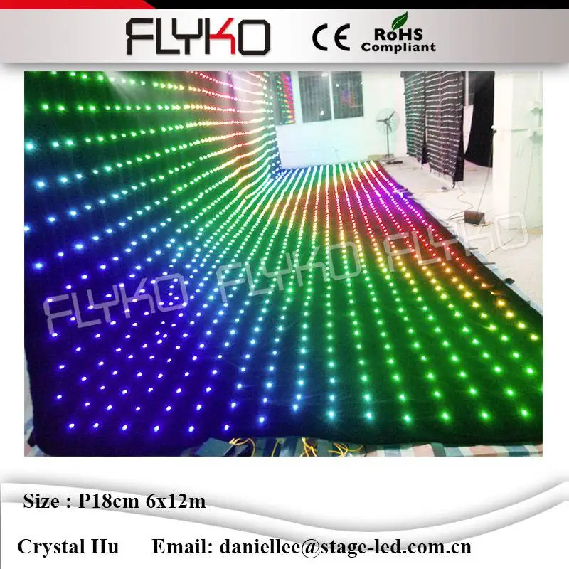 

LED Video Curtain,Fast Ship LED Vision Curtain With Professional Line Off Controller For DJ Backdrops p18cm 6x12m