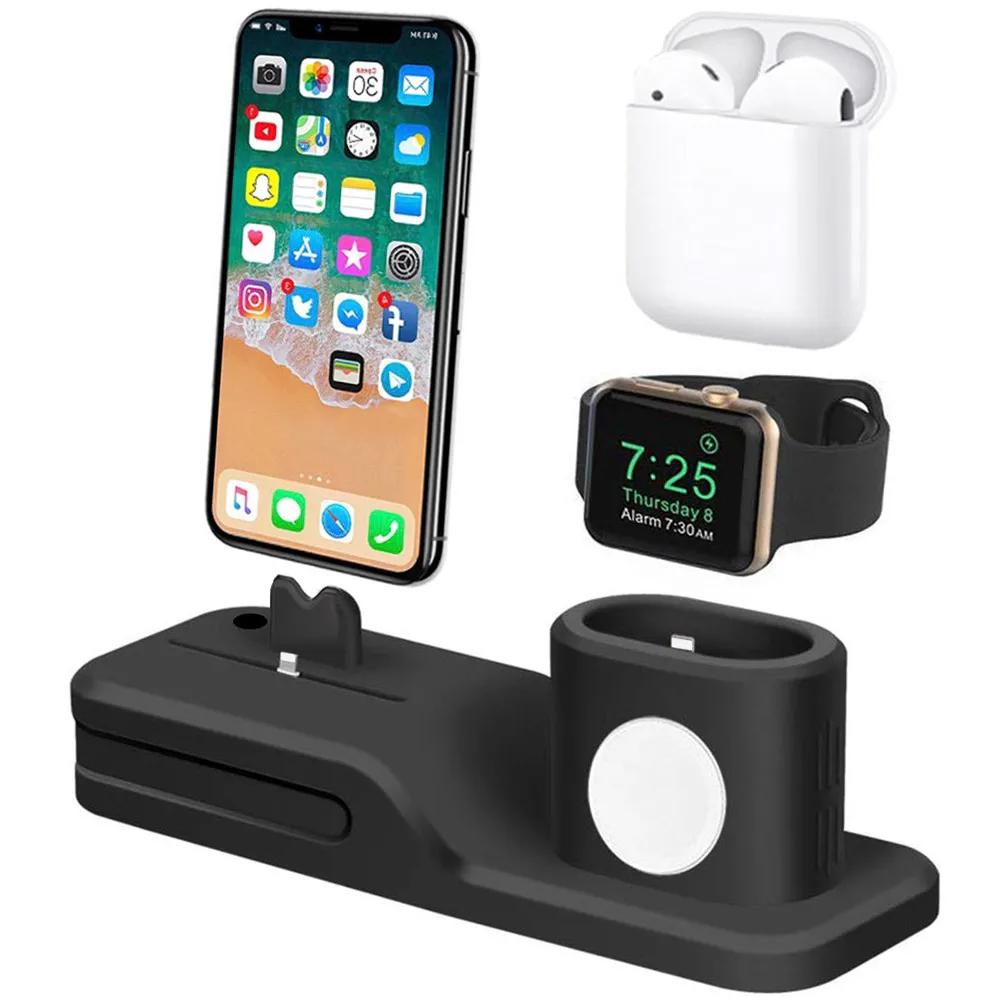 

4 in 1 Charger Dock Holder Station For Apple Watch Stand Charging Dock Cradle Bases For iPhone X 7 8 6 6s plus 5 5S For Airpods