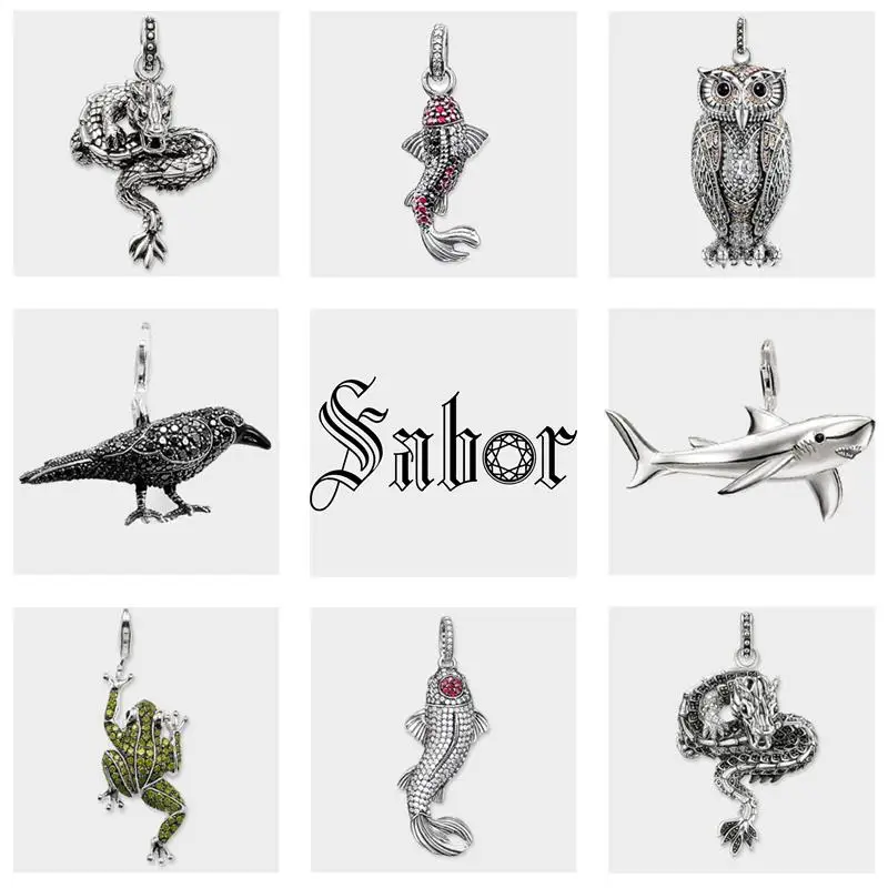 

Blackened Dragon Koi Fish Raven Frog Shark Pendants Jewelry 925 Sterling Silver Punk Gift For Women Men Fit Necklace thomas