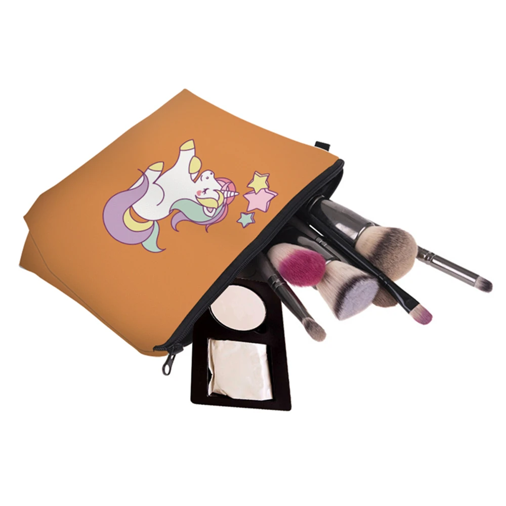 GABWE الطباعة لطيف يونيكورن التجميل حقيبة متعدد الألوان نمط المرأة السفر أدوات الزينة المكياج حقيبة مستحضرات التجميل الحقيبة ماكياج المنظم