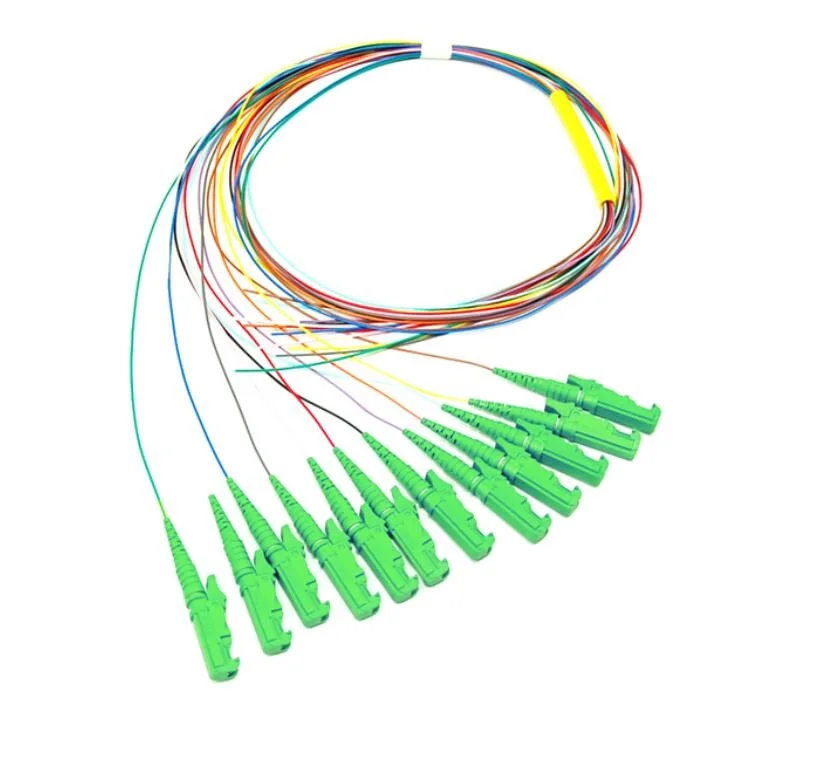 

High Quality 1pc 12 Core Colored E2000/APC Fiber Optic Pigtails 1.2m