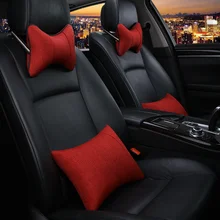 KKYSYELVA автомобильные опоры сидений Автоматическая спинка для сиденья поясничная поддержка кожа поясничная поддержка боли в спине Автомобильная подушка офисное кресло черный