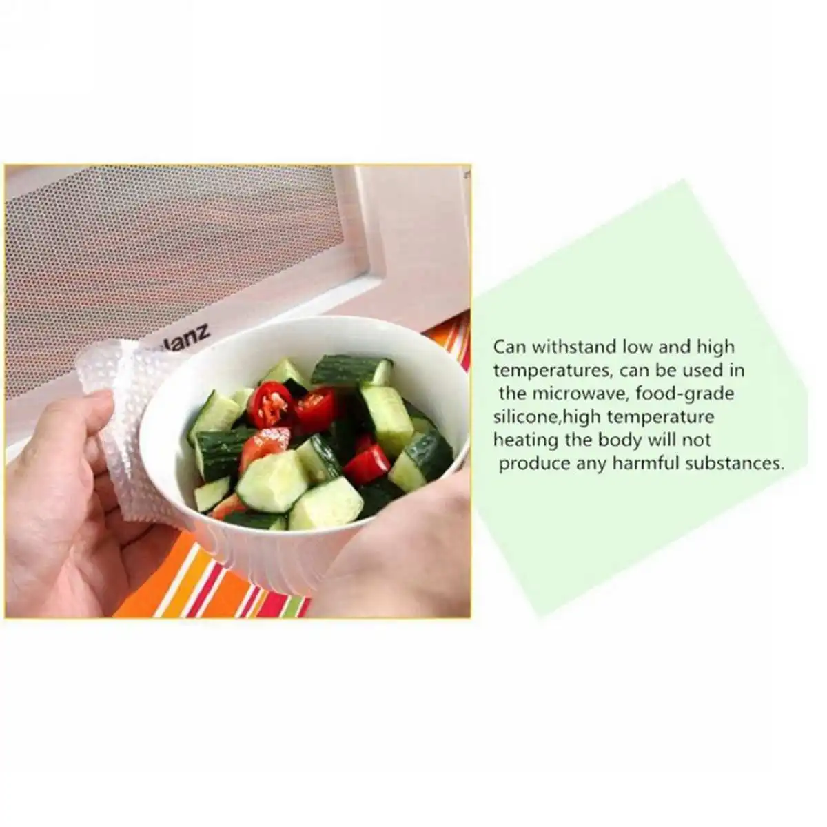 4pcs 1 set  Reusable Clear Stretch Fresh Food Wraps Seal Cover Kitchen Accessories Tool