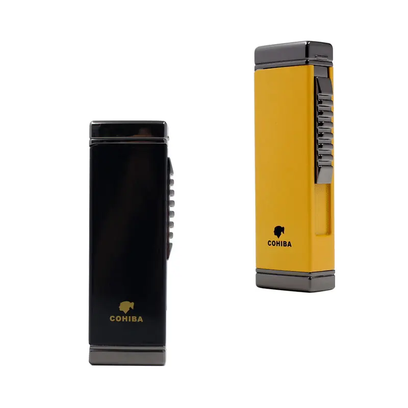 

Metal Yellow&Black Pocket Single Windproof Jet Cigar Lighter W/ Original box