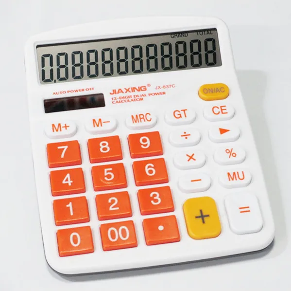 837c الأزياء الكرتون كمبيوتر 12 اللون حاسبة الشمسية الملونة لطيف