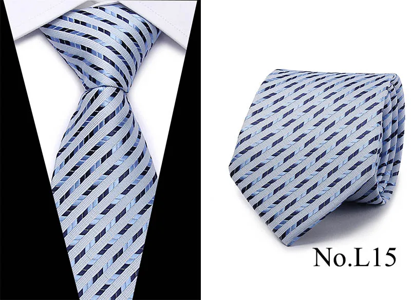 49 цветов Классический 7,5 см галстук для мужчин шелковый галстук роскошные полосатые тонкие галстуки для мужчин костюм галстук для свадебной вечеринки - Цвет: L18