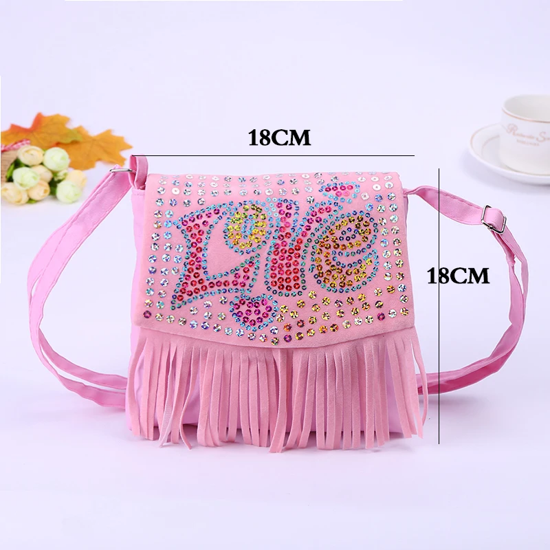 لطيف الاطفال الأطفال البسيطة أكياس الكلمات الترتر الحقائب المدرسية للفتيات شرابة Crossbody حقائب كتف فتاة مخلب حقيبة ساعي