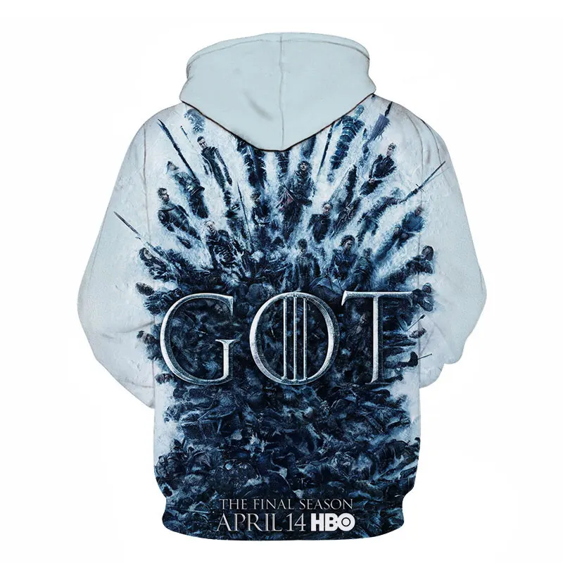 New Movie Game of thrones Hoodie Men Women All characters Cosplay 3d Sweatshirts Hoodies Casual Men Streetwear Pullover 6XL