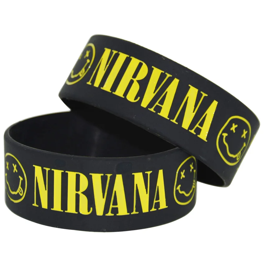 

25pcs/lot 1" Wide Bracelet Rock Band Nirvana Silicone Wristband Bracelet