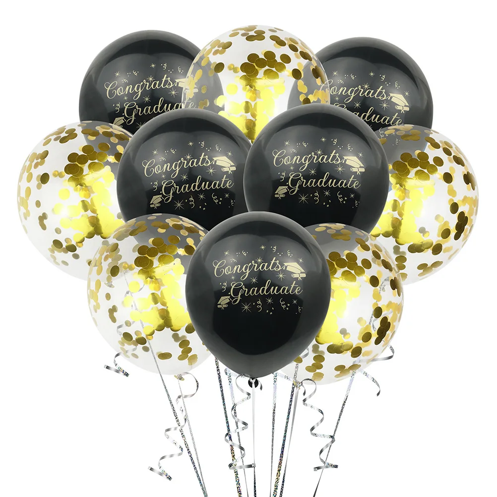 10 шт. воздушные шары на выпускной надувные декоративные конгаты выпускник черный и золотой конфетти латексные воздушные шары для вечеринки
