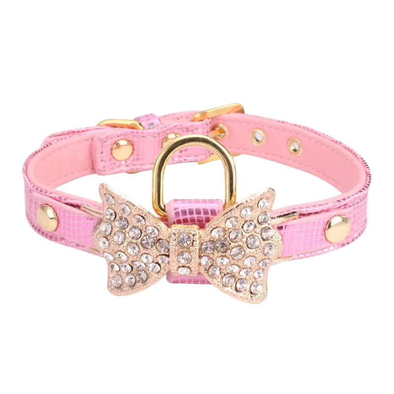 Pearl Rhinestone Bow Pet Puppy Princess Adjustable Collar Fashion Dog