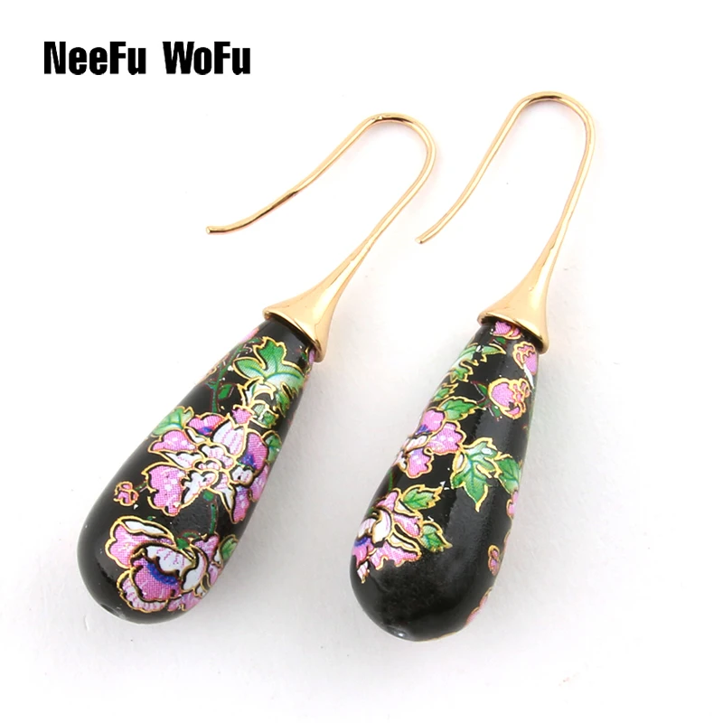 

Drop Earrings Dangle Earrings Hand Painted National Wind Pattern Retro Pearl Earrings Women Earring Wholesales