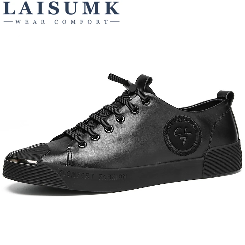 

LAISUMK Suede Leather Men Dress Shoes Fashion Walking Lace Up Shoes Design Breathable Shoes Men Flat Sneakers Dropshipping
