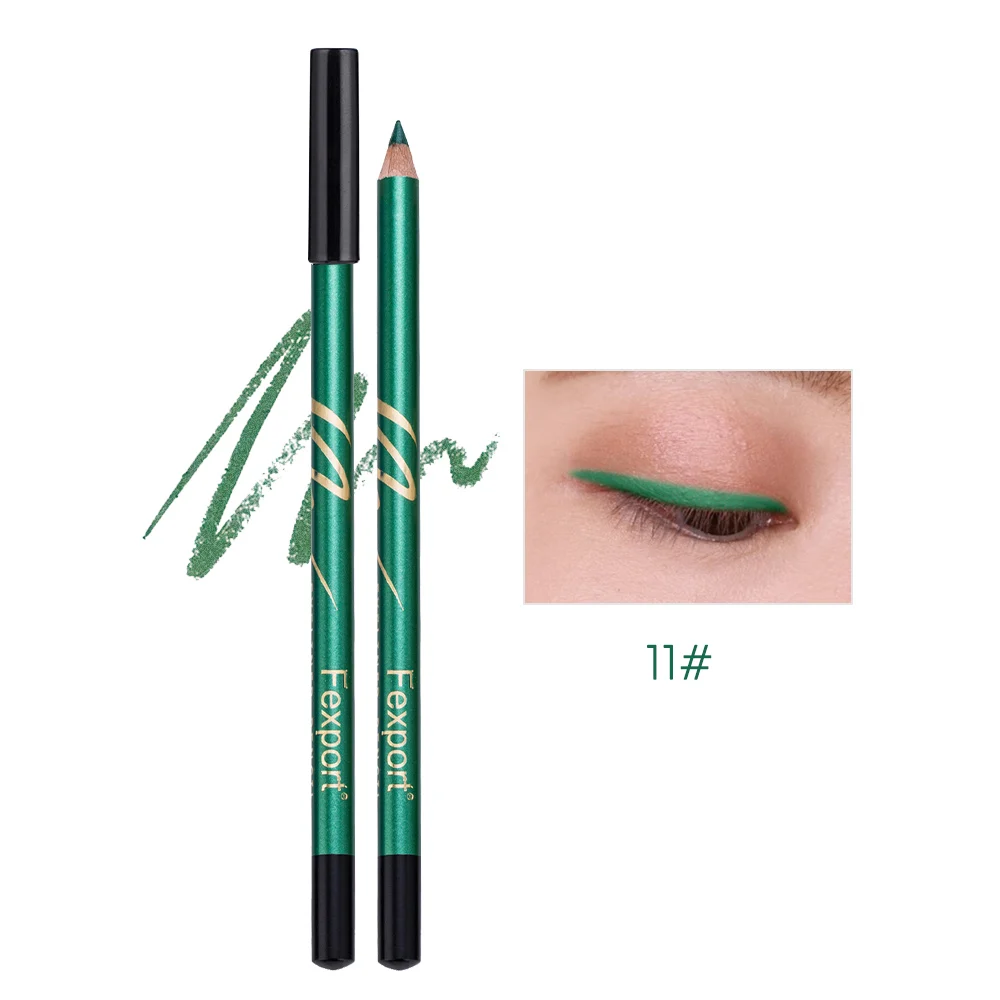 Fexport карандаш-подводка для глаз 12 шт./компл. деревянный карандаш-подводка для глаз, Водооталкивающий, Длительное Действие, сексуальные, цвета: красный, зеленый, с блестками подводка для глаз ручка MN105