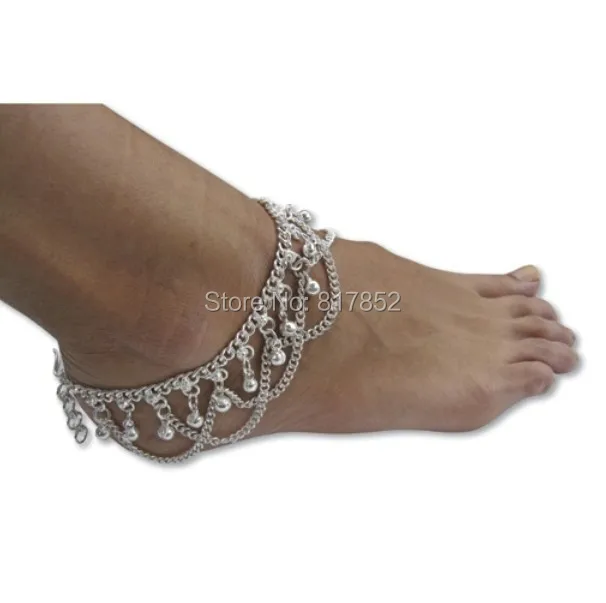 

FREE SHIPPING 2014 Style L58 Women Fashion Silver Plated Chain Anklet Small Silver Bells Ankle Chains Jewelry