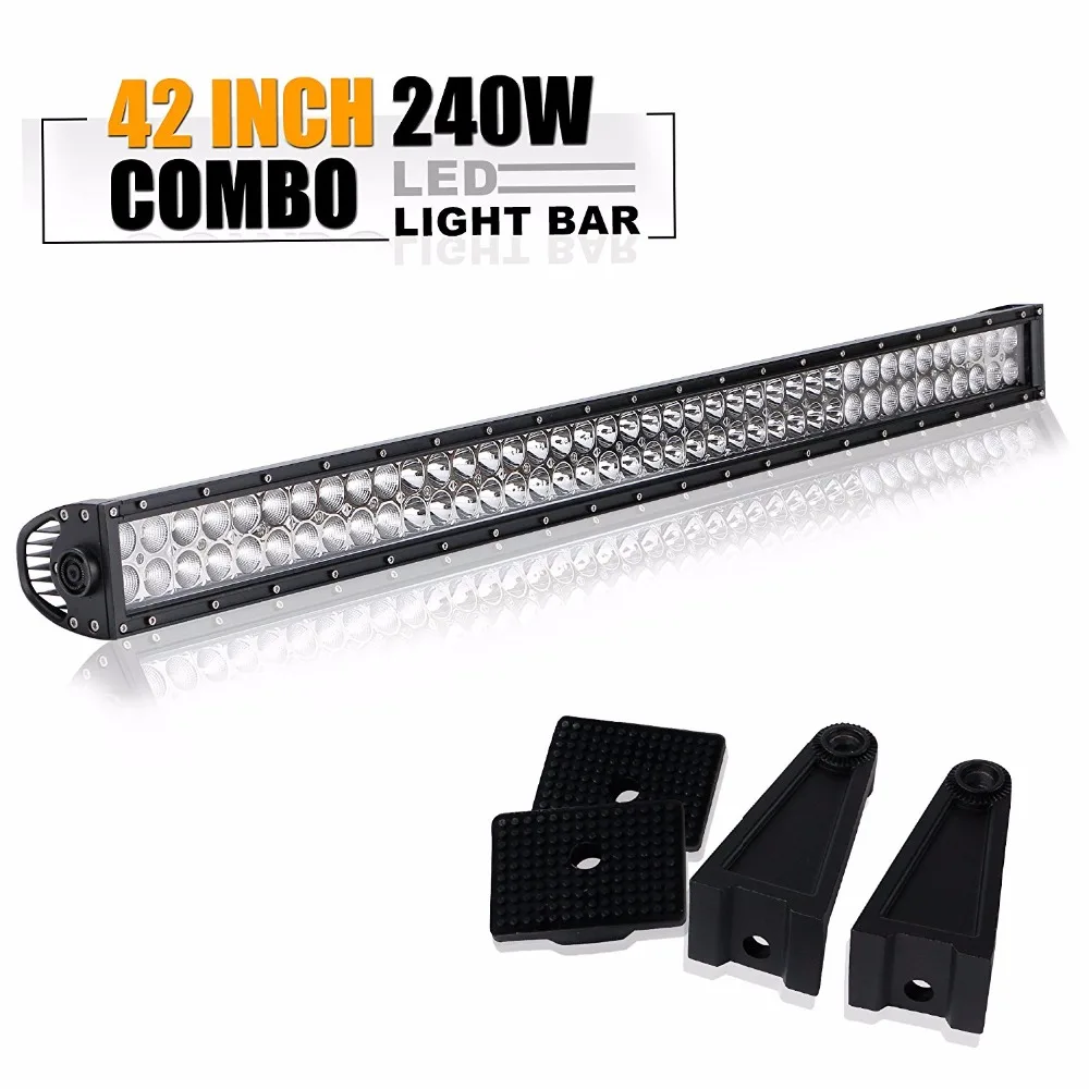 

42 inch 240w Led Bar work light off road lamp combo beam 24000lm 4x4 car driving lights wiring kit 12v auto