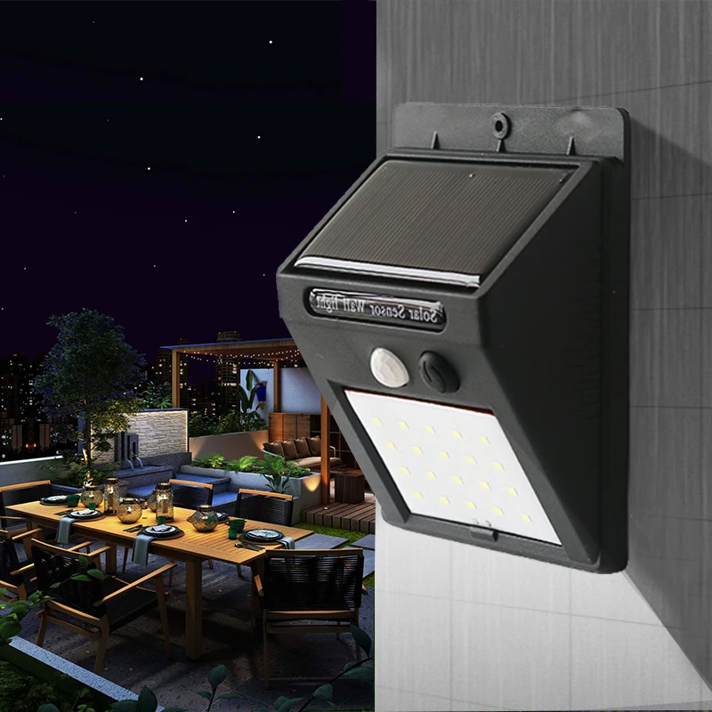 

LED Solar Power PIR Motion Sensor Wall Light 20 LED Outdoor Waterproof Energy Saving Street Yard Path Home Garden Security Lamp