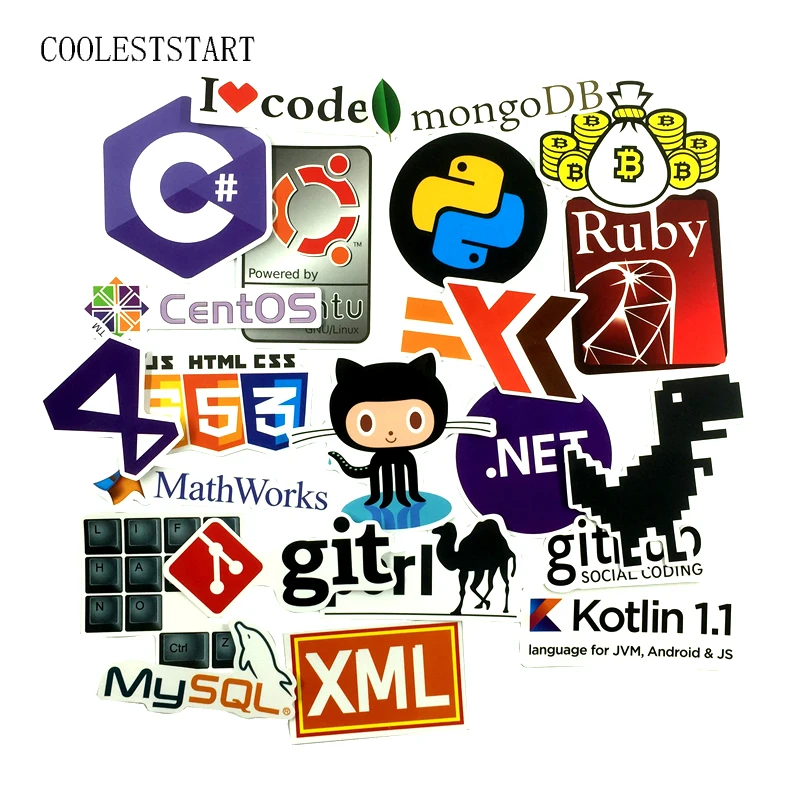 23 шт. интернет-программирование Java JS Html Cloud Docker Биткоин язык приложение логотип крутые наклейки для ноутбука наклейки для автомобиля телефона