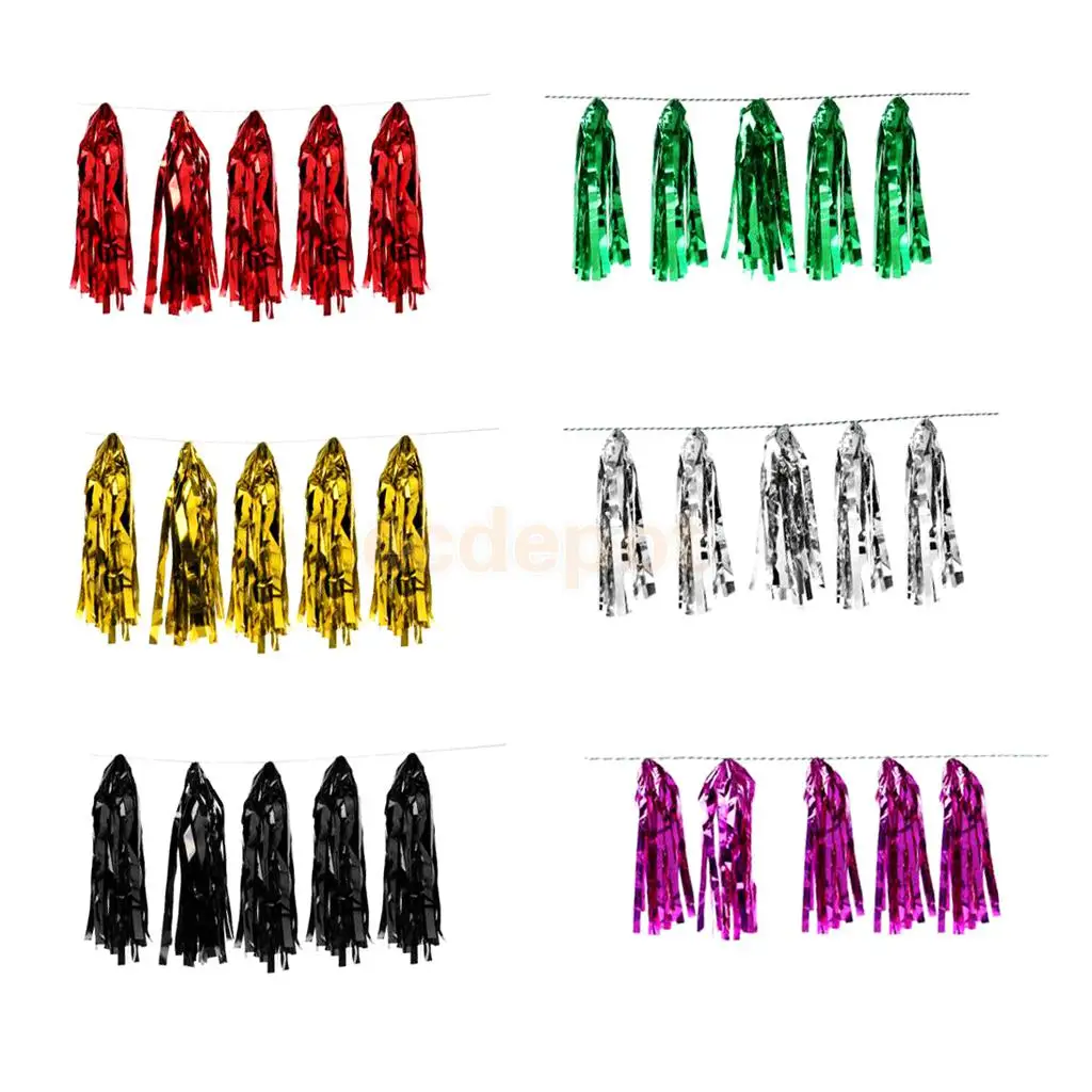 

30 Pieces Metallic Foil Tassel Garland Bunting Wedding Party Decoration