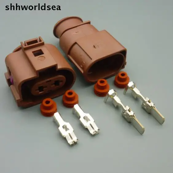shhworldsea 2 pin 2 WAY 6.3MM car auto fan connector plug 1J0 973 752A 3B0 973 852 A Auto Parts
