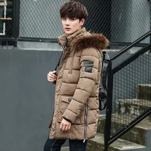 Корейский стиль для мужчин теплое пальто парка повседневное Длинные куртки и пальто для будущих мам на молнии толстое