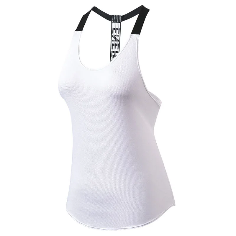 

2019 Brand Clothing Bodybuilding Woman Fitness Vest fitness T word back hollow sling quick dry loose vest woman Tank Top workout
