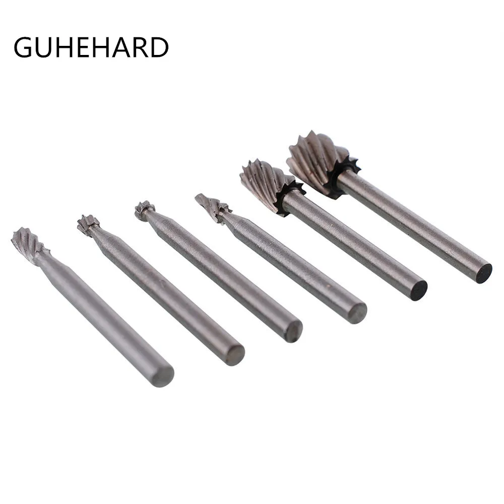 

6Pcs/kit Abrasive High Speed Steel Rotary File Engrave Wood Carving Milling Tool
