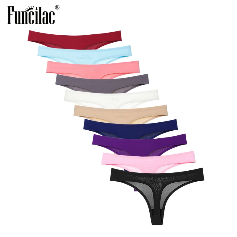 Cotton Women Thongs Sexy Ice Silk G-String Panties Seamless Underwear Ladies Bikini Briefs Girls Lingerie 1 Piece Dropshipping