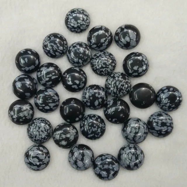2016 fashion natural black snowflake round shape CAB CABOCHON stone