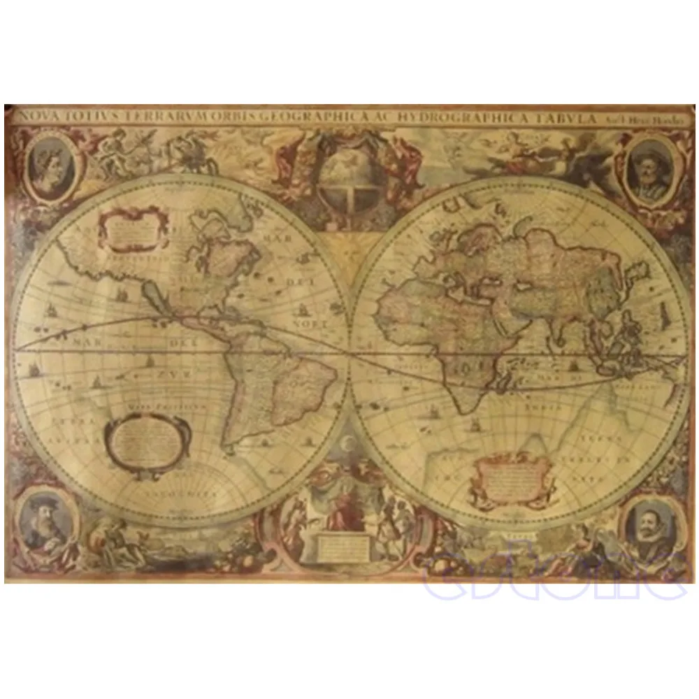 

71x50cm Vintage Globe Old World Map Matte Brown Paper Poster Home Wall Decor #1