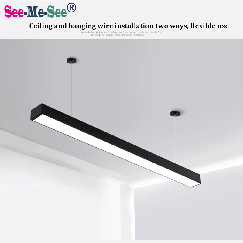 Modern Concise Designable Rectangular Office Hanging Line Lamp Led Ceiling Lamp Commercial Engineering Led Office Chandelier