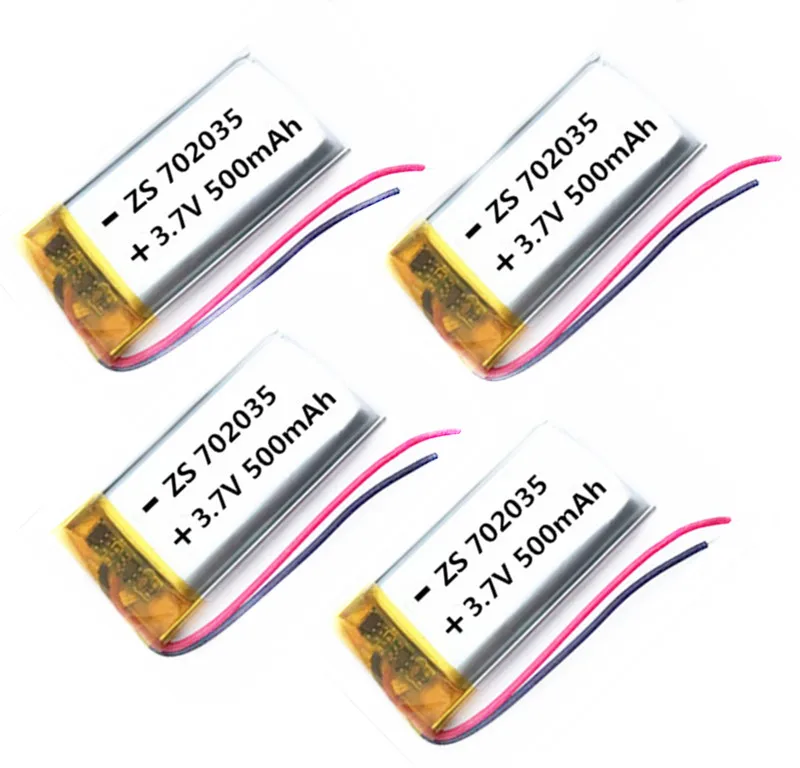 4Pcs Polymer battery 500 mah 3.7 V 702035 smart home MP3 speakers Li-ion for dvr GPS mp3 mp4 cell phone speaker | Электроника