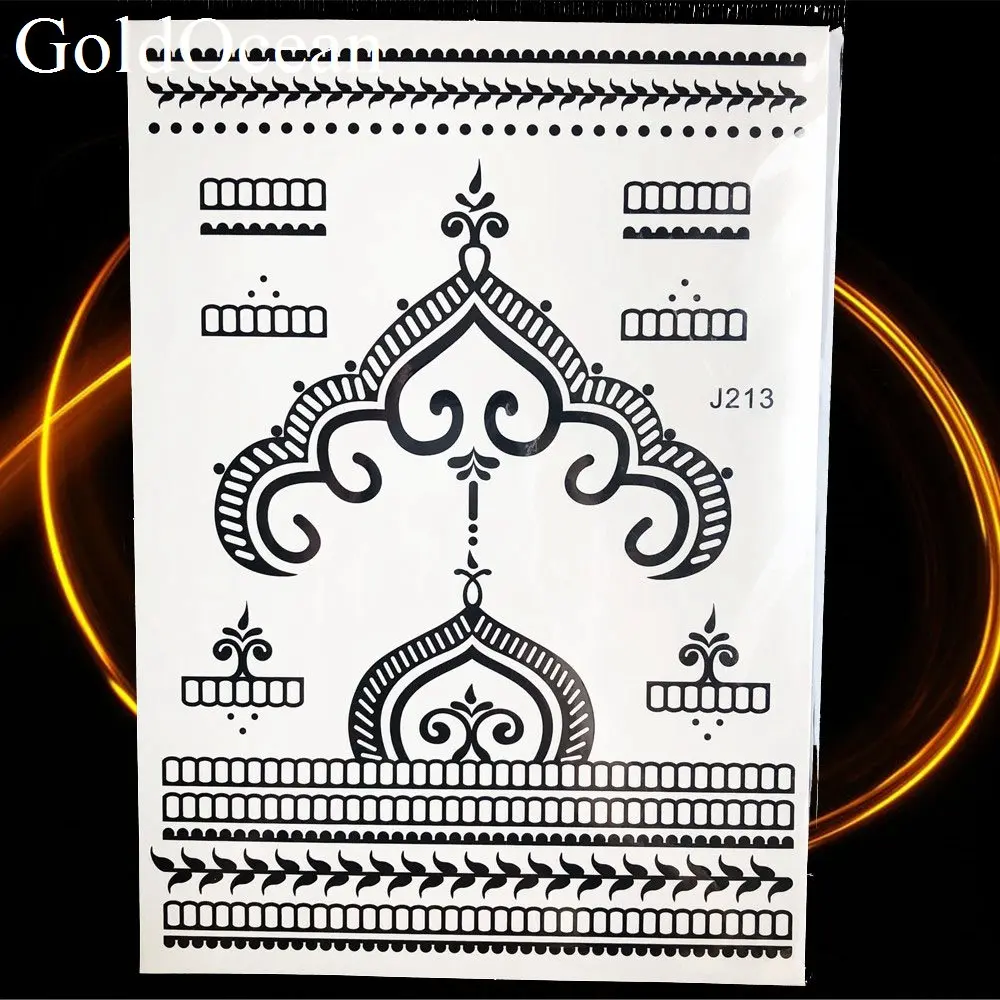 Одноразовые черные серьги Henna Mandala водостойкая тату наклейка для девушек на шею