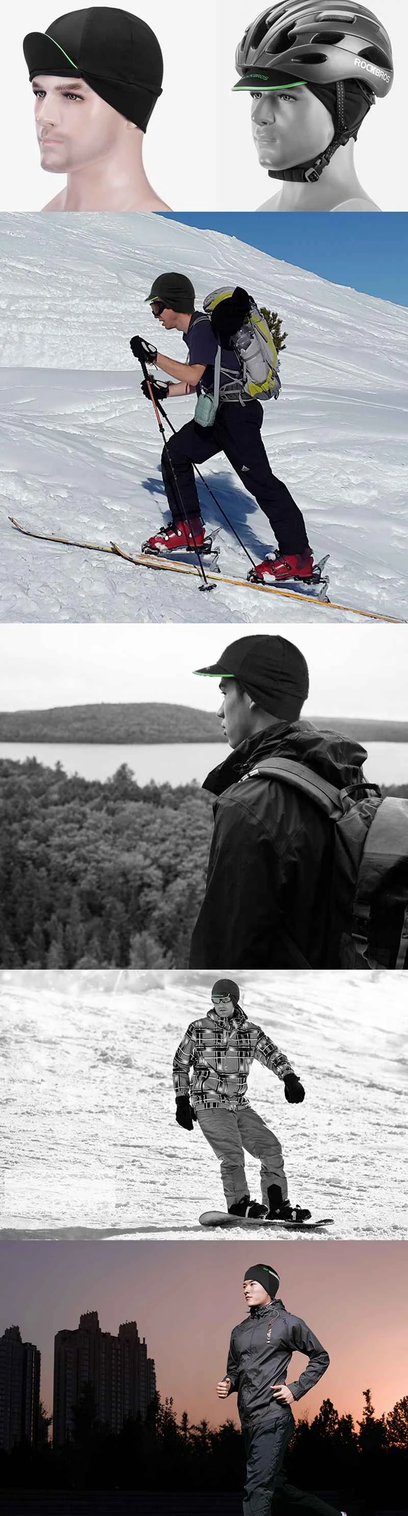 ROCKBROS велосипедная повязка на голову велосипед кепка зимняя теплая флисовая шапка для рыбалки на открытом воздухе Беговые лыжные шапки с наушниками для мужчин