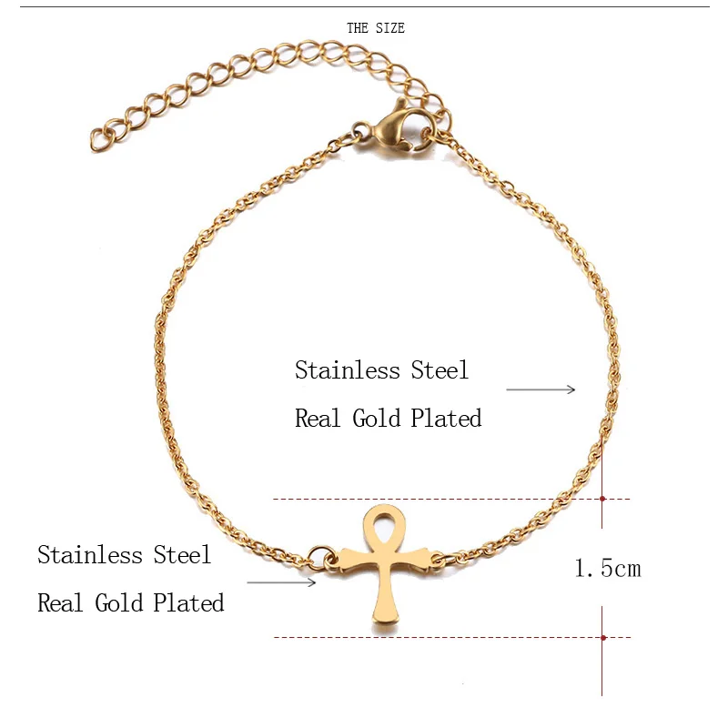 CACANA Stainless Steel Bracelet For Women Round Hole Cross Gold And Silver Color Pulseira Feminina Lover's Engagement Jewelry
