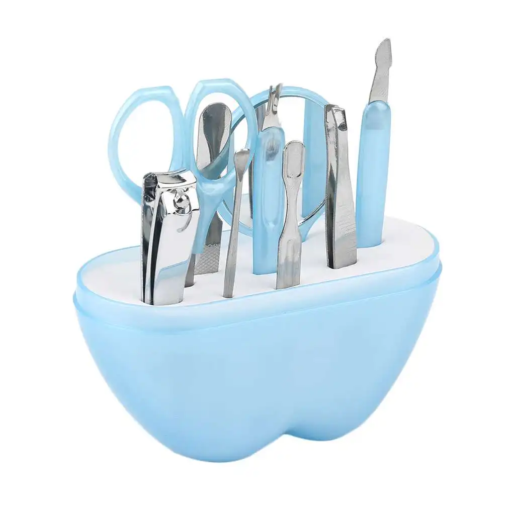 

New 4 Colors Apples Shape 9pcs/set Stainless Steel Manicure Set Nail Scissors Cosmetic Makeup Tool For Travel Nail Care Product