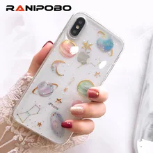 Planeta caliente Luna estrellas brillo caso iPhone 11 Pro Max 7 7 6 6S Plus X suave transparente TPU caso para iPhone 11 Pro XS MAX XR