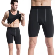 Pantalones Cortos de los hombres 2016 del Fanshion de Compresión Pantalones Cortos Casuales Homme Hombre Flaco Leggings Color Sólido de Secado rápido Bermudas