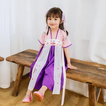 

New Children Hanfu Costume Chinese Style Girls Summer Clothes Chinese Ancient And Traditional Costume Folk Dance Outfit DQL1008