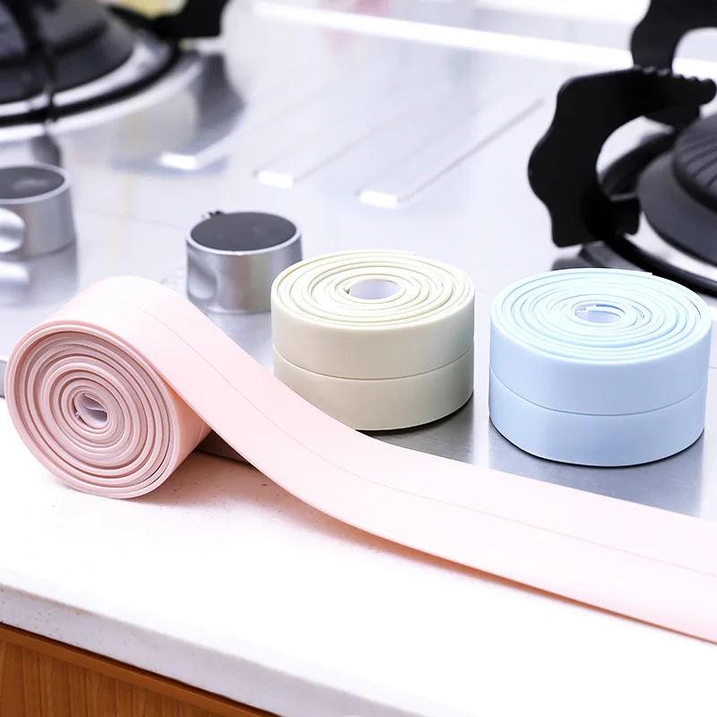 

Top Quality Waterproof Adhesive Tape PVC Material Durable Use Kitchen Bathroom Practical Household Wall Sealing Stickers D4