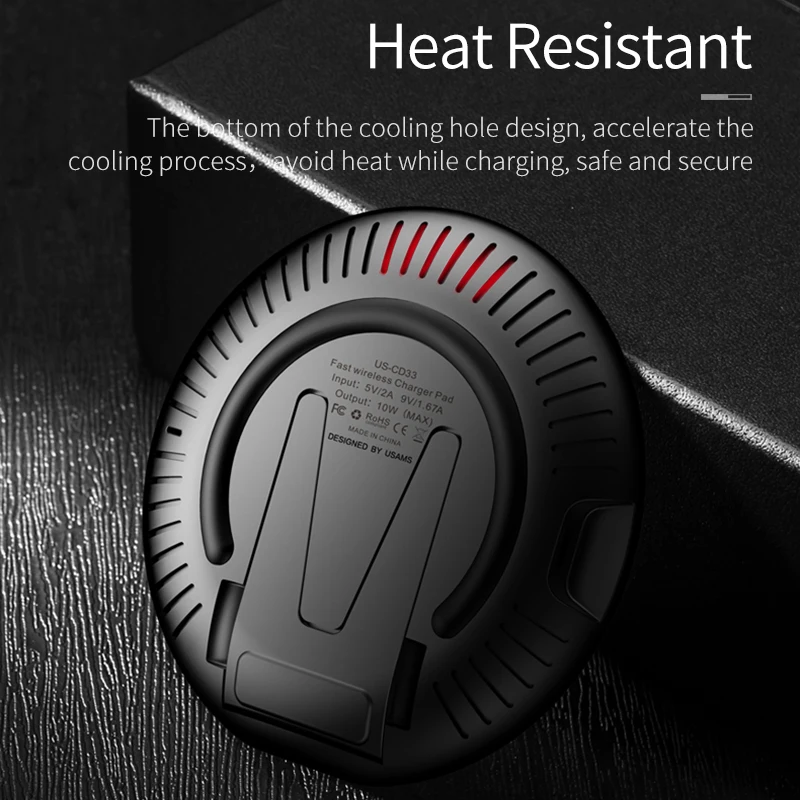  USAMS Qi Drahtlose Ladegerät QC 30 Schnelle Lade Handy Halter Ladegerät 10W Max Drahtlose Handy-lad