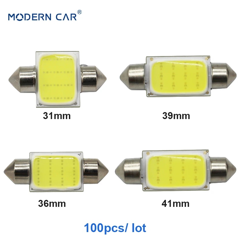 Современные Автомобильные светодиодные лампы Festoon COB C5W 31 мм 36 39 41 DC 12 В|Сигнальная