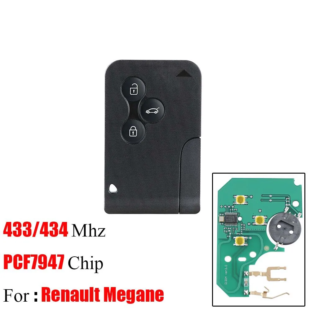 QWMEND High Quality Smart Card For Renault Megane Scenic Grand 2003 2004 2005 2006 2007 2008 Remote Key 7947 Chip 433Mhz