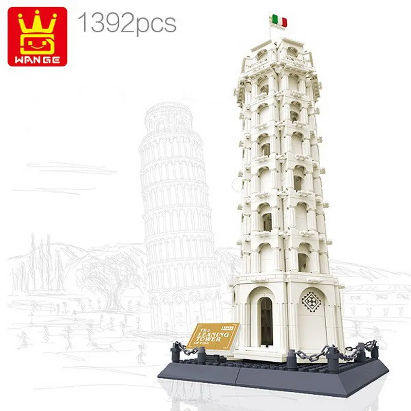 

WANGE 8012 The Pisa Leaning Tower Architecture Figure Blocks Construction Building Brick Toys For Children