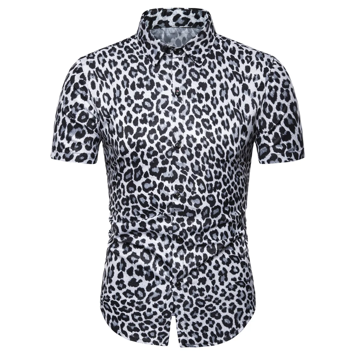 Miicoopie мужские рубашки с коротким рукавом для лета с леопардовым принтом, повседневные модные мужские рубашки