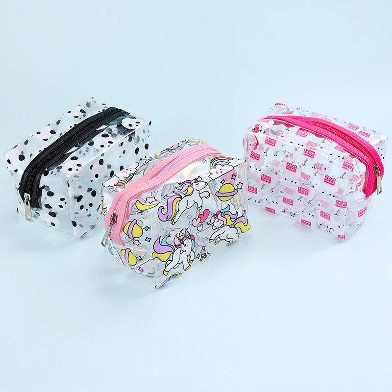 

Women Cute PVC Unicorn Cosmetic Case Lovely Transparent Travel Makeup Bag Girl Laser Toiletries Clear Pouch Summer Animal Clutch