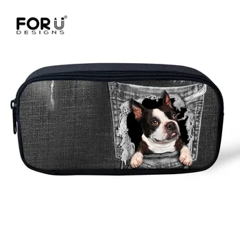 

FORUDESIGNS Animal Dog Cat Pattern Cosmetic Bag Women Necessaire Make Up Bag Children Large Capacity Pencil Case Toiletry Kits