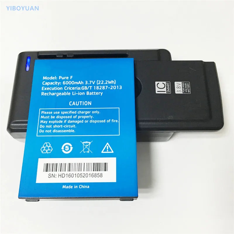 

3.7V 6000mAh Pure F For Highscreen Boost2 Battery + SS-C1 Charger