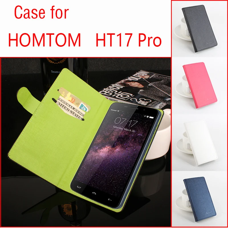 

For HOMTOM HT17 Pro Phone Case Fashion Pure Color Folio Flip Premium PU Leather Wallet Case Cover Cash/Card Slots Factory Price