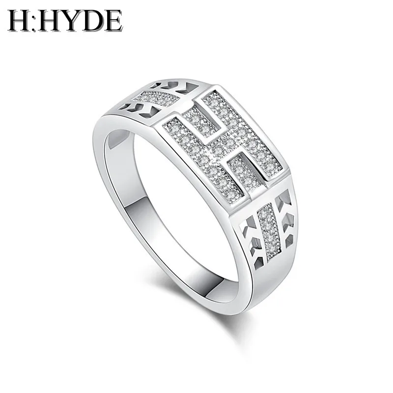 H:HYDE 16 Style Silver Jewelry Rings Men For Party Jewelry Cubic Zirconia man Rings anel masculino